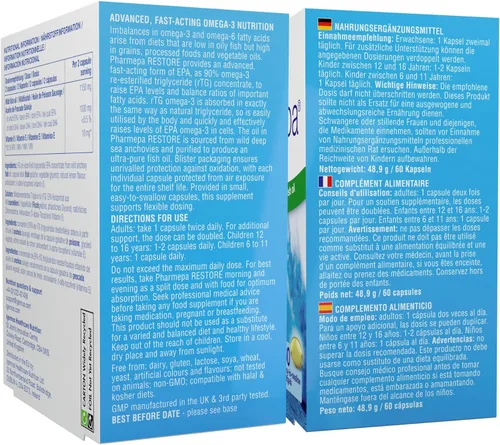 Miniatura 10 de Igennus Pharmepa Restore, Pure EPA 1000 mg, certificado IFOS, 90% de alta concentración, rTG Omega-3 para alta absorción, triple fuerza, aceite