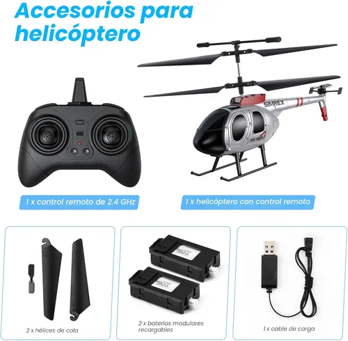 Miniatura 9 de SIMREX Helicóptero RC, Juguete de Helicóptero a Control Remoto para Niños y Principiantes, Retención de Altitud, 2 Velocidades, 2 Baterías, Regalo