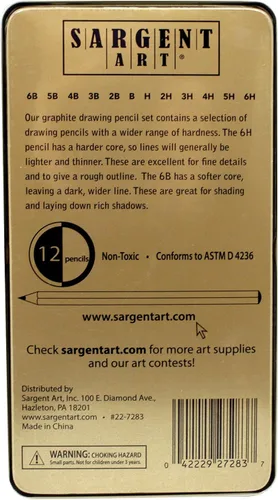 Miniatura 2 de Sargent Art 22-7283 Juego de lápices de dibujo de grafito de 12 piezas en estuche de lata