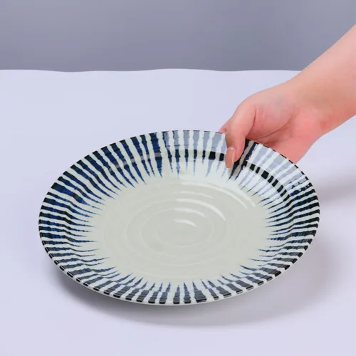 Miniatura 6 de Juego de platos japoneses, azul índigo, platos para servir, regalo, juego de 2, 8.7 pulgadas 2 unidades redondas de 8.7 pulgadas