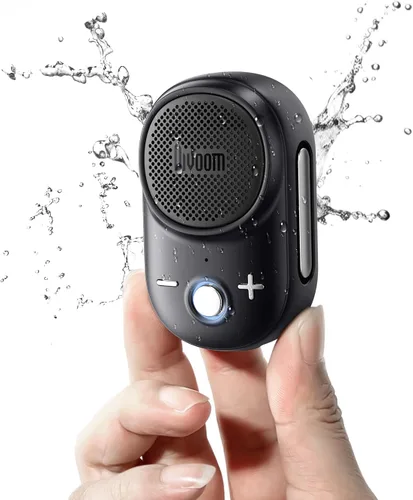 Divoom Itour-S - Altavoz Bluetooth portátil, IP67 resistente al agua, a prueba de polvo, pequeño altavoz Bluetooth portátil con clip, tiempo de Negro