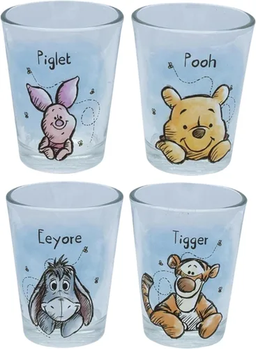 Silver Buffalo Winnie the Pooh Faces - Juego de 4 mini vasos de 1.5 onzas