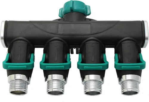 Miniatura 4 de Conector de manguera de metal divisor de manguera de jardín de 4 vías, fácil agarre, fácil de abrir