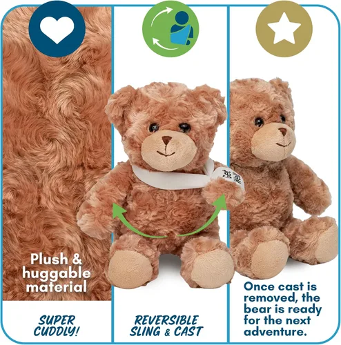 Miniatura 3 de Jolitee Oso de peluche con brazo roto con brazo izquierdo o derecho, regalo de recuperación de animales de peluche para niños, 10.5 pulgadas