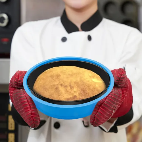 Miniatura 7 de Protector de silicona para tartas de queso de 9 pulgadas, protector de molde desmontable antiadherente sin BPA para tartas de queso, evita que