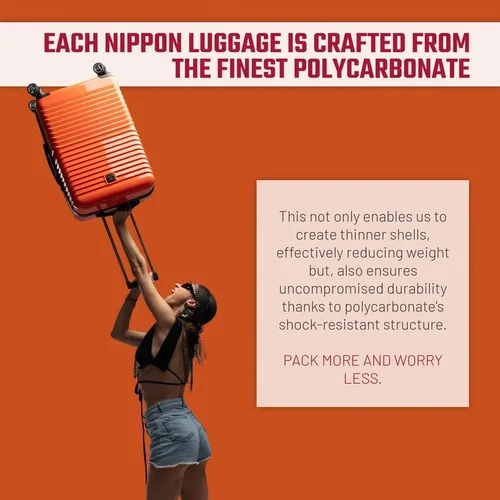 Miniatura 6 de NIPPON Luggage Nomad - Maleta giratoria rígida con ruedas para mujeres y hombres, rodillo de carcasa dura de viaje, ultra fuerte y duradero