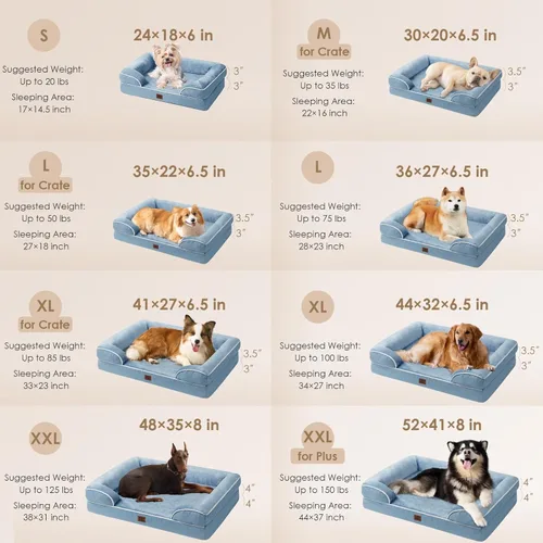 Miniatura 2 de EHEYCIGA - Cama ortopédica XL de perro grande/muy grande, impermeable, de espuma viscoelástica y espuma tipo caja de huevos, bordes elevados, azul