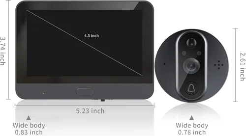 Miniatura 6 de Timbre de video WiFi para apartamento, cámara de mirilla con pantalla LCD de 4.3 pulgadas, 1080P, gran angular de 120°, visión nocturna, detección