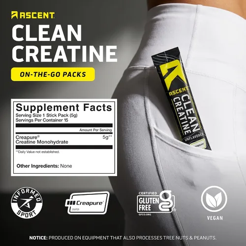 Miniatura 3 de ASCENT Creatina Stick Pack 15ct, 0.18 OZ
