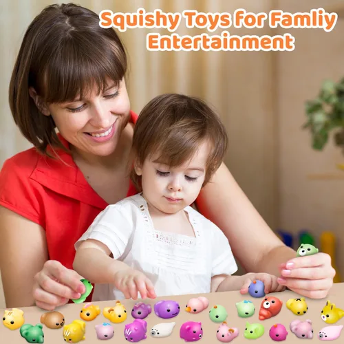 Miniatura 7 de Dioju 110 juguetes esponjosos Mochi, mini Kawaii Squishies a granel, juguetes sensoriales para ansiedad, bolsa de golosinas, recuerdos de fiesta
