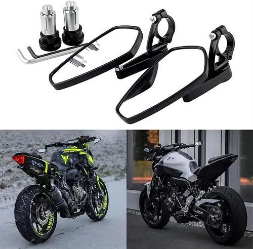 Miniatura 3 de Espejos retrovisores negros de 7/8" para extremo de manillar de motocicleta, CNC, compatibles con Honda GROM MXS125 CB500F, Yamaha MT-03 MT-07 FZ-07