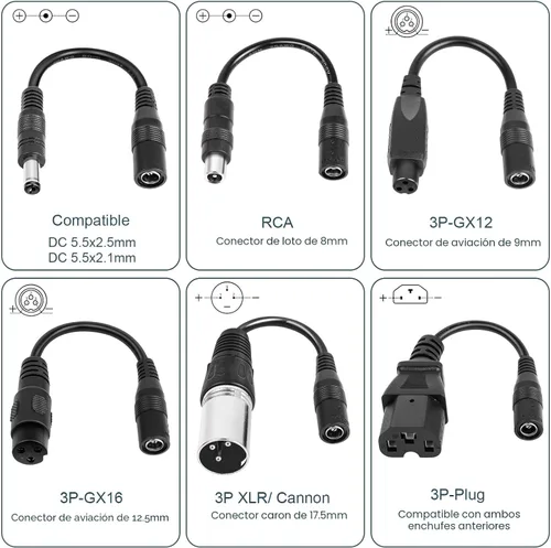Miniatura 4 de Cargador de scooter eléctrico certificado SGS de 42 V 2 A, reemplazo universal con 7 enchufes, compatible con cargador GOTRAX/Jetson/Voyage