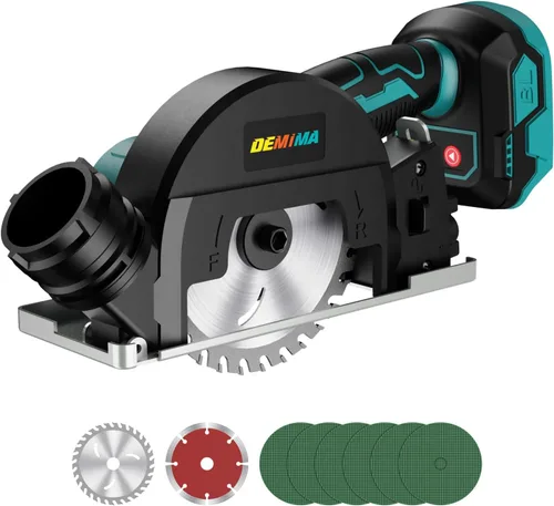 Miniatura 8 de Herramienta de corte inalámbrica sin escobillas de 4" compatible con batería Dewalt 20V MAX, mini sierra de 500W hasta 12000RPM con 6 discos