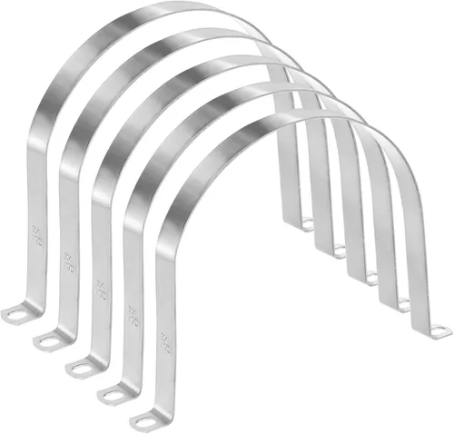 Miniatura 33 de M METERXITY Paquete de 3 abrazaderas de conducto, correa rígida de acero inoxidable 304 de 3-1/2 pulgadas M89 U con 2 agujeros