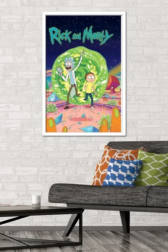 Miniatura 2 de Trends International Rick And Morty - Póster de pared con tapa, 22.375 x 34 pulgadas, versión enmarcada en blanco