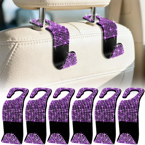 Miniatura 13 de BFXM Paquete de 6 ganchos para reposacabezas de asiento de automóvil, accesorios de automóvil para mujeres y hombres, gancho de soporte para colgar