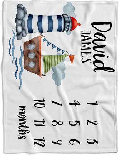 Miniatura 21 de Manta de bebé náutica personalizada, manta de bebé de vida oceánica, manta de bebé océano, manta de bebé con tema oceánico, manta de bebé con Sueños