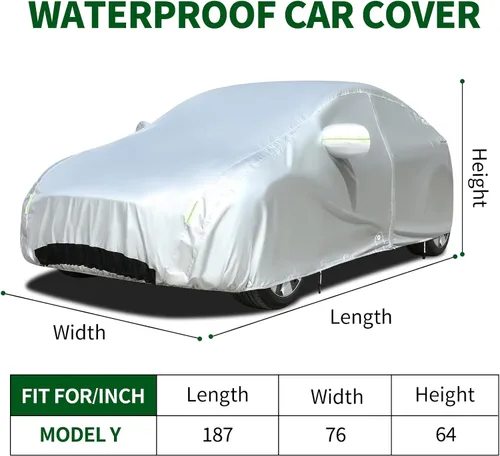 Miniatura 7 de TECOOM Funda de coche apta para Tesla Model 3, impermeable para todo tipo de clima, modelo 3 2017-2023 con forro polar, malla ventilada, apertura