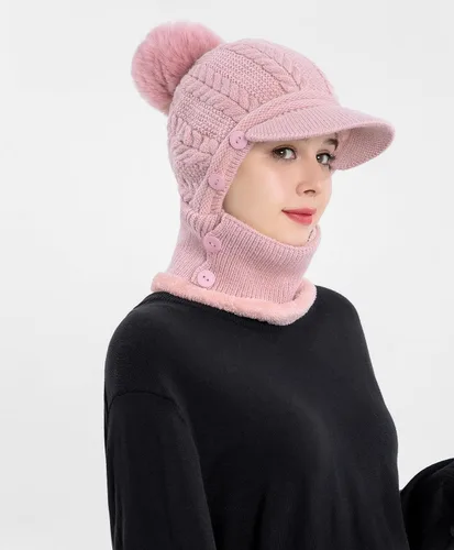 Miniatura 55 de HUAMULAN Gorro de invierno de una pieza para mujer, pasamontañas de forro polar, pasamontañas, máscara facial, bufanda, orejeras, esquí, nieve