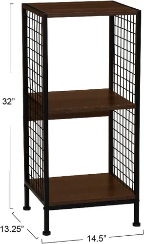 Miniatura 3 de Household Essentials Estantería de madera y hierro de nogal de mediados de siglo