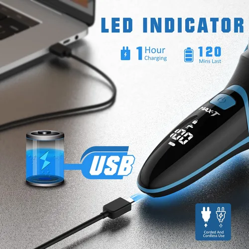Miniatura 4 de MAX-T Afeitadora eléctrica para hombres, maquinilla de afeitar eléctrica inalámbrica con estuche de viaje, uso húmedo y seco para hombre