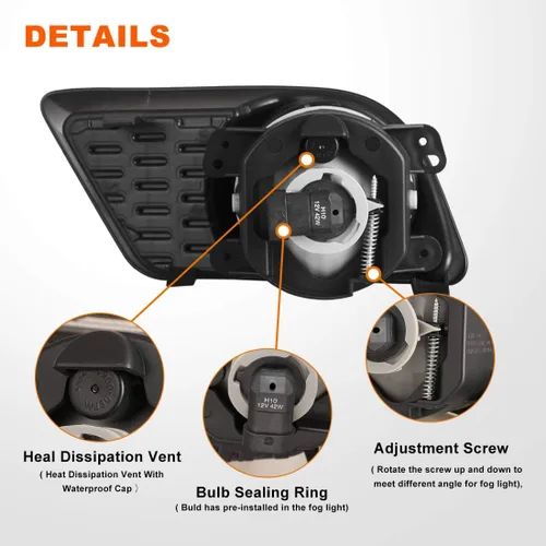 Miniatura 7 de Nixon Offroad Juego de luces antiniebla para Dodge Charger 2011-2014 con bombilla + cubierta de bisel negra + kit de arnés de cableado + interruptor