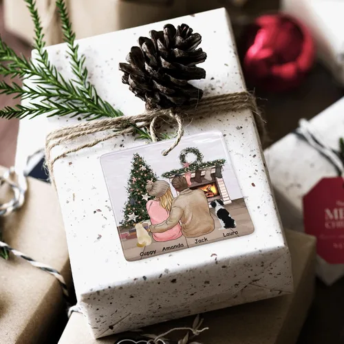 Miniatura 7 de Bonitos adornos personalizados para parejas con retrato, adorno personalizado para árbol de Navidad con nombre de mascota, perro, gato, raza, regalo