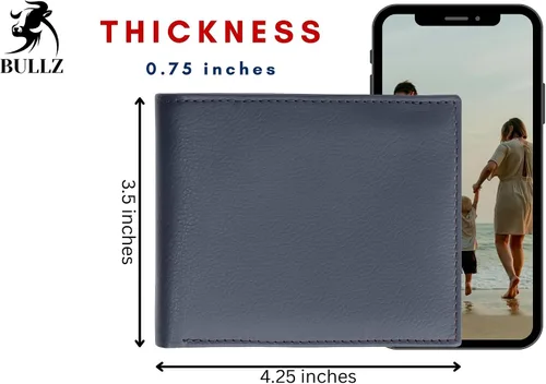 Miniatura 7 de Bullz RFID bloqueo de señal de protección contra robo de cuero grande grueso de seguridad para hombre cartera, Negro