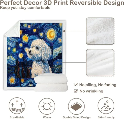 Miniatura 150 de Autumn Teddy Dog Patchwork Sherpa Blanket Fall Cozy Throw Blanket Cute Puppy Quilt Style Warm Soft Blanket for Couch Sofa Bedroom Decor 50x60 Inches