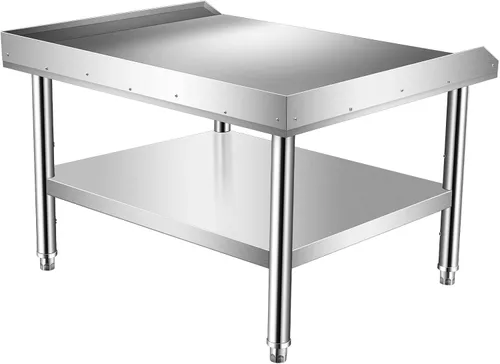 Miniatura 7 de Soporte para parrilla de 24 x 28 x 24 pulgadas, mesa de acero inoxidable con estante inferior de almacenamiento ajustable, soporte