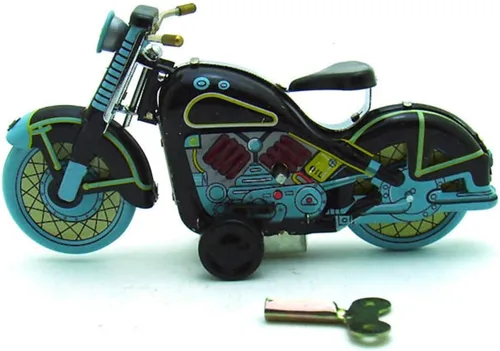 Miniatura 3 de Charmgle Retro Wind-Up - Juguete de colección para adultos, accesorios de fotografía de juguete de motocicleta, decoración de juguetes de lata
