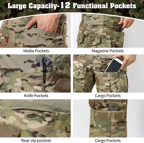 Miniatura 4 de G3 - Pantalón de combate para hombre, ropa táctica militar de camuflaje para hombre, multibolsillo, antidesgarros, caza, senderismo, paintball
