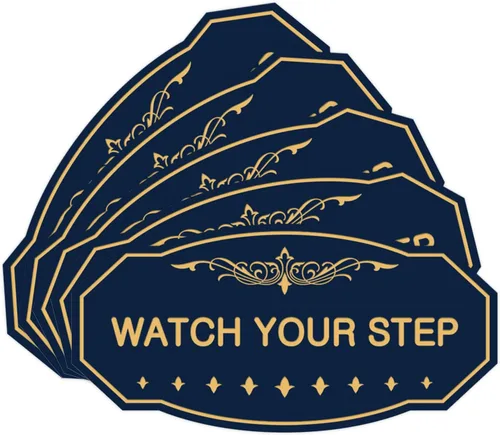 Miniatura 63 de Signs ByLITA Victorian Watch Your Step - Letrero de pared o puerta Material duradero y fácil instalación Señalización de seguridad (negro)