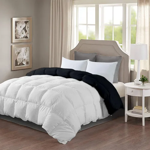 Miniatura 15 de Edredón reversible alternativo para todas las estaciones (negro y borgoña) tamaño California King 102 x 96 pulgadas, 1 edredón con pestañas