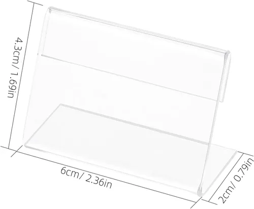 Miniatura 6 de ARTIBETTER Tarjetas de mesa acrílicas, paquete de 20 soportes transparentes en forma de L, soportes horizontales para menú y placa de nombre