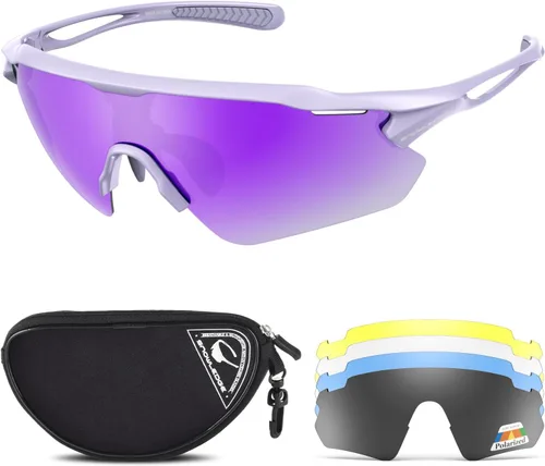 Miniatura 22 de Gafas de ciclismo, lentes deportivos polarizados con marco irrompible TR90, anti-UV400 A #GunGrey-Grey a base de lentes REVO IceBlue