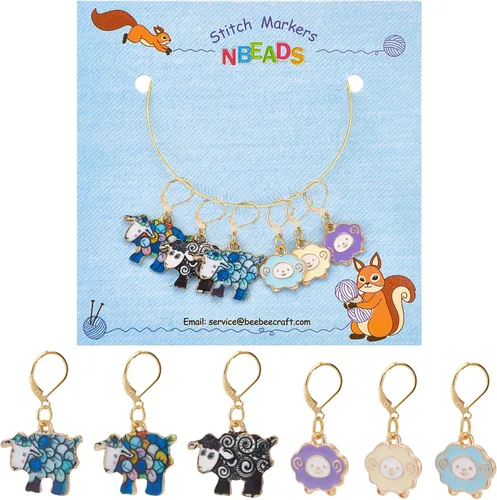 Miniatura 27 de NBEADS 2 Piezas 2 Estilos Cadenas Contador de Filas con Dijes de Abejas, Marcadores de Puntos con Números 0~9 Cuentas Acrílicas Dijes Marcadores
