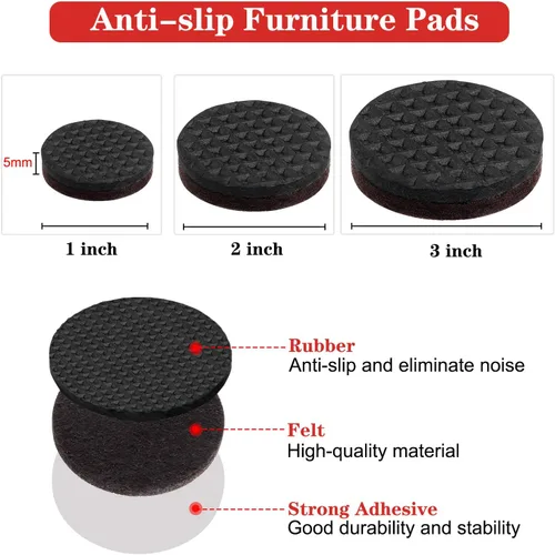 Miniatura 2 de Yelanon Almohadillas antideslizantes para muebles, 38 unidades (1+2+3 pulgadas), pinzas para muebles, suelos de madera dura, antideslizantes