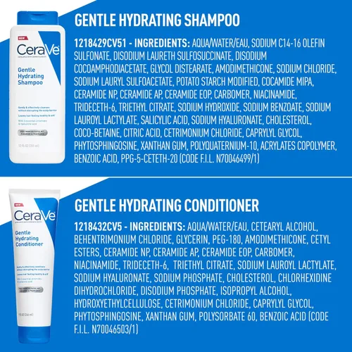 Miniatura 10 de CeraVe Juego de Champú y Acondicionador Hidratante Suave, Con Ceramidas, Niacinamida y Ácido Hialurónico Para Cabello y Cuero Cabelludo Suaves