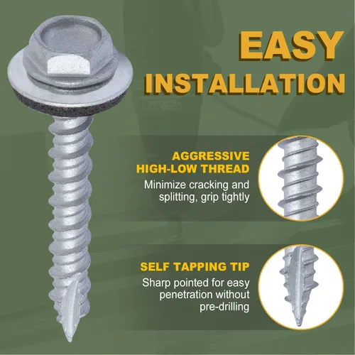 Miniatura 4 de LIONMAX 300 piezas de tornillos para techos de metal #10 × 1 pulgada, revestimiento antioxidante, cabeza hexagonal, tornillo de chapa metálica