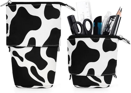 Miniatura 11 de Lindo estuche de pie de lápices para niños, estuche de lápices desplegable, bolsa de maquillaje, regalo de Navidad, estuche de lápices de lona