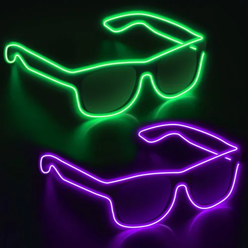 Miniatura 6 de YouRfocus Gafas inalámbricas con luz LED que brillan en la oscuridad, gafas de neón para fiestas rave, EDM, Halloween, Navidad (verde)