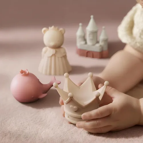 Miniatura 6 de MarcZero Juguetes de Baño de Silicona Princesa 8 Piezas para Niños Pequeños Niños Bebés, Juguetes de Agua para Bañera, Conjunto de Juguetes de Rosa