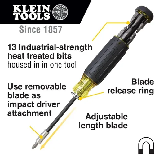 Miniatura 4 de Klein Tools 80083 Kit de destornillador de impacto con enchufe abatible de impacto 7 en 1 y destornillador multibit 14 en 1 y destornillador