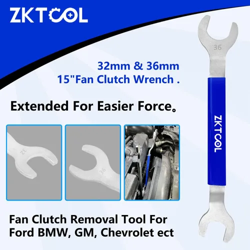 Miniatura 2 de ZKTOOL Juego de llaves para acoplamiento de ventilación, llave de herramienta de ventilador de embrague de 32mm y 36mm, herramienta de remoción