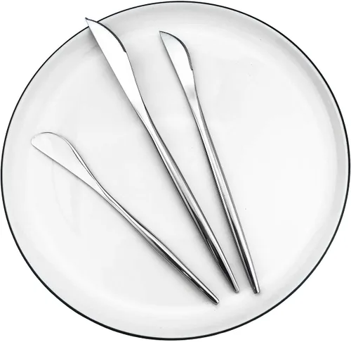 Miniatura 3 de Juego de cubiertos de 6 piezas con cuchillo de mantequilla, elegante cuchillo de acero inoxidable 18/10 para pulido de espejo, el mejor regalo