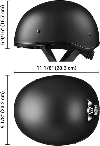 Miniatura 8 de AHR Half Helmet with Sun Visor, Quick Release Buckle Half Face Warrior Motorcycle Helmet for Bike Chopper Cruiser DOT Approved, Run-D