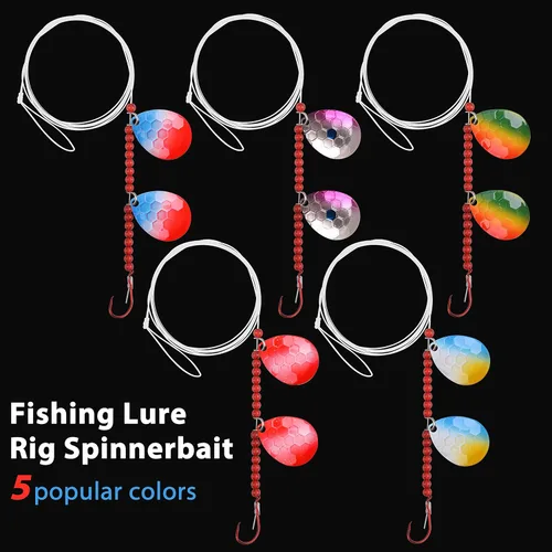 Miniatura 5 de OROOTL Walleye Rigs Kit, 6pcs Walleye Fishing Lures Crawler Harness Colorado Spinner Blade Pre-Rigged Live Bait Rigs Spinnerbaits Freshwater