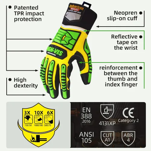 Miniatura 3 de Seibertron Guantes de aceite y gas de rescate de seguridad resistentes a los cortes, resistentes a los cortes, mecánicos antiimpactos, serie