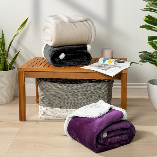 Miniatura 7 de PAVILIA Manta de forro polar Sherpa para sofá, tamaño Twin, color beige crema, manta de felpa suave y esponjosa, acogedora manta de invierno Latte